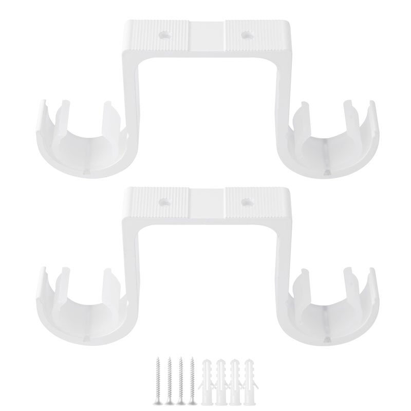 AddGrace Heavy Duty Double Curtain Rod Holders 2 Pack-Ceiling Curtain Rod Brackets Drilled Aluminum Alloy for Bedroom Living Roomï¼ˆWhiteï¼‰ - Image 1